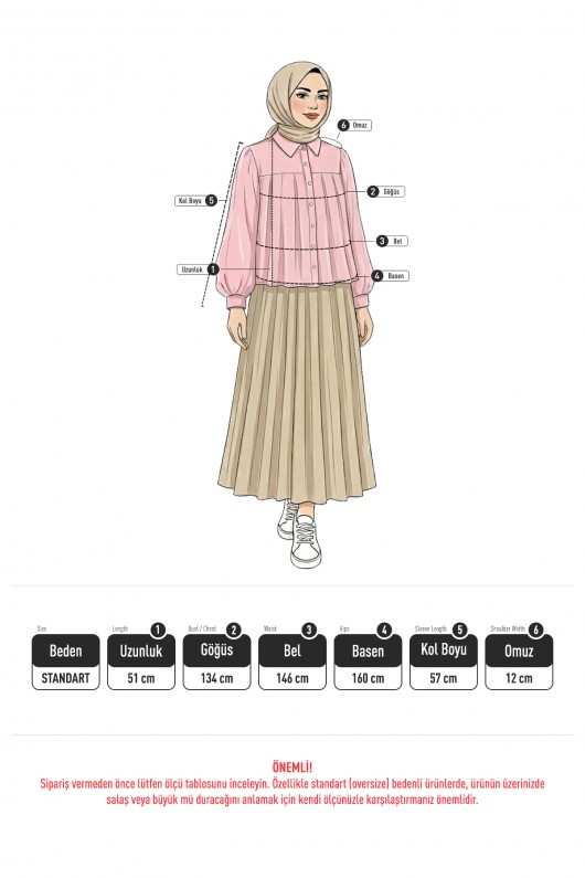 Plise Detaylı Oversize Gömlek 2391 - SARI