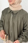 Plise Detaylı Oversize Gömlek 2391 - HAKİ