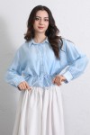 Bel Büzgülü Kısa Gömlek 2393 - BEBE MAVİSİ Bel Büzgülü Kısa Gömlek 2393 - BEBE MAVİSİ