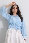 Bel Büzgülü Kısa Gömlek 2393 - BEBE MAVİSİ Bel Büzgülü Kısa Gömlek 2393 - BEBE MAVİSİ
