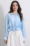 Bel Büzgülü Kısa Gömlek 2393 - BEBE MAVİSİ Bel Büzgülü Kısa Gömlek 2393 - BEBE MAVİSİ