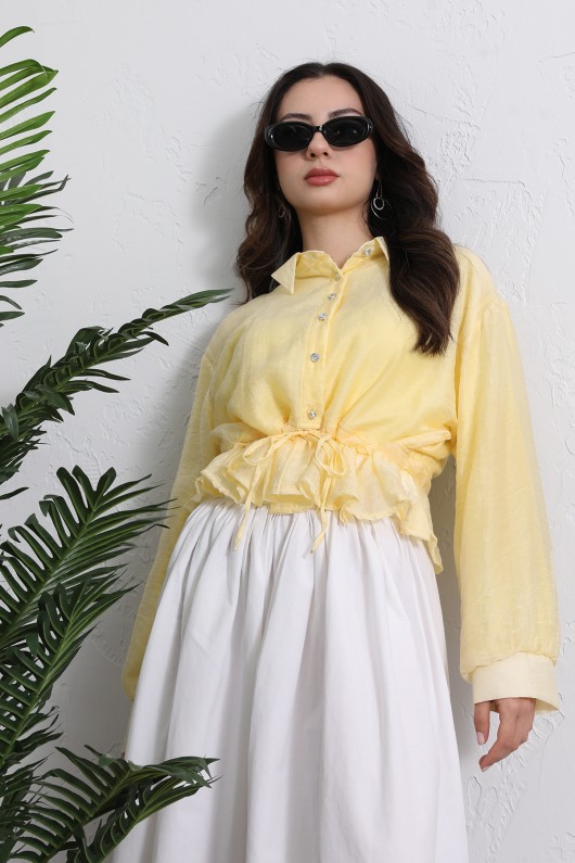 Bel Büzgülü Kısa Gömlek 2393 - SARI