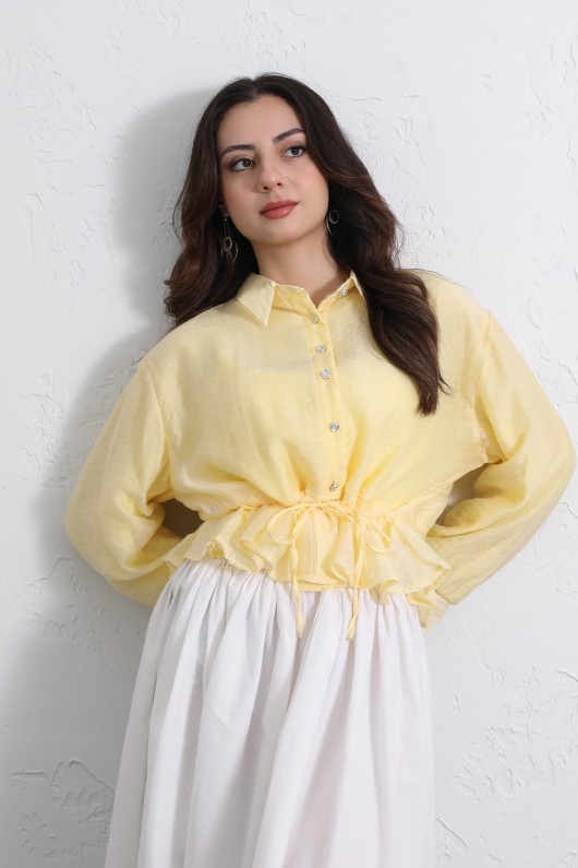 Bel Büzgülü Kısa Gömlek 2393 - SARI