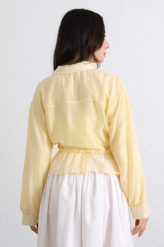 Bel Büzgülü Kısa Gömlek 2393 - SARI