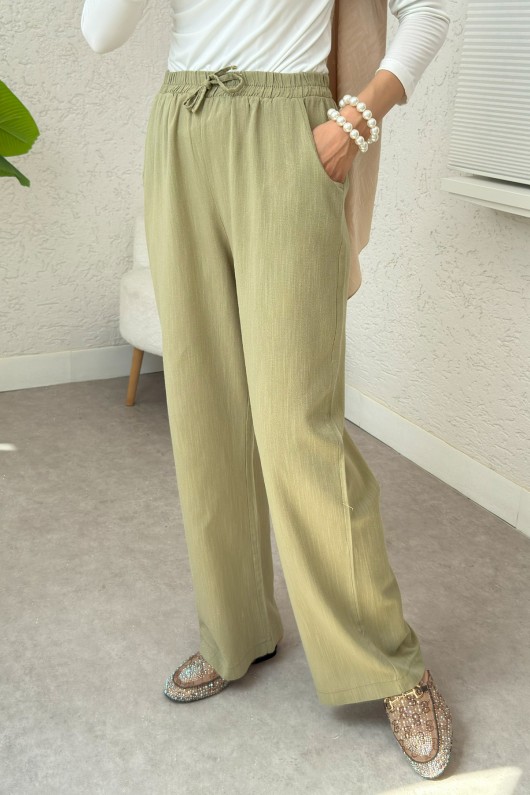 Keten Cepli Pantolon 2394 - HAKİ