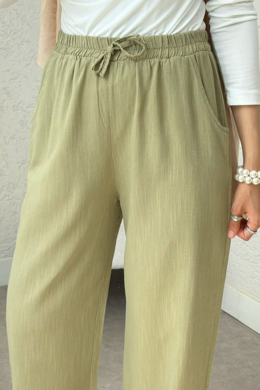 Keten Cepli Pantolon 2394 - HAKİ