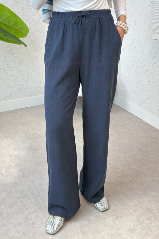 Keten Cepli Pantolon 2394 - LACİVERT Keten Cepli Pantolon 2394 - LACİVERT