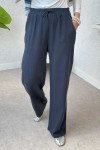 Keten Cepli Pantolon 2394 - LACİVERT Keten Cepli Pantolon 2394 - LACİVERT