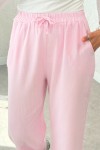 Keten Cepli Pantolon 2394 - PEMBE Keten Cepli Pantolon 2394 - PEMBE