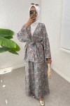 Şal Desen Kimono Takım 2395 - BEJ Şal Desen Kimono Takım 2395 - BEJ
