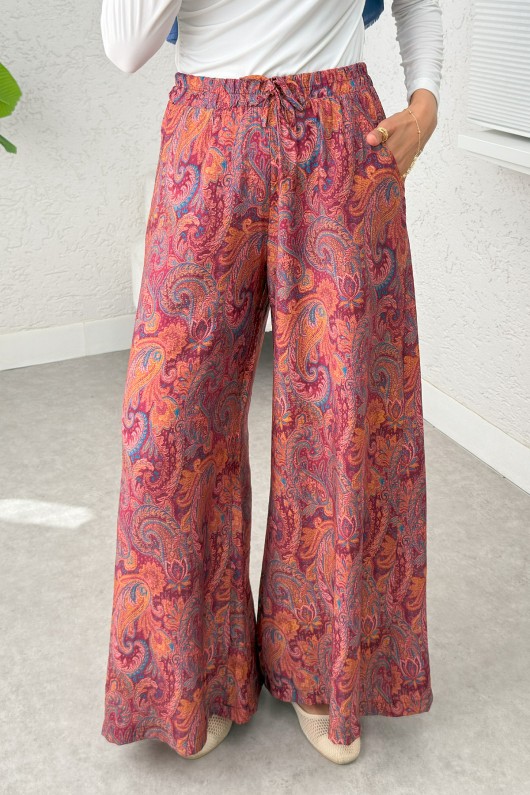 Şal Desen Kimono Takım 2395 - BORDO Şal Desen Kimono Takım 2395 - BORDO