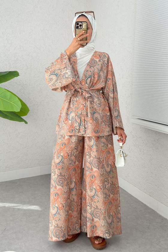 Şal Desen Kimono Takım 2395 - PUDRA