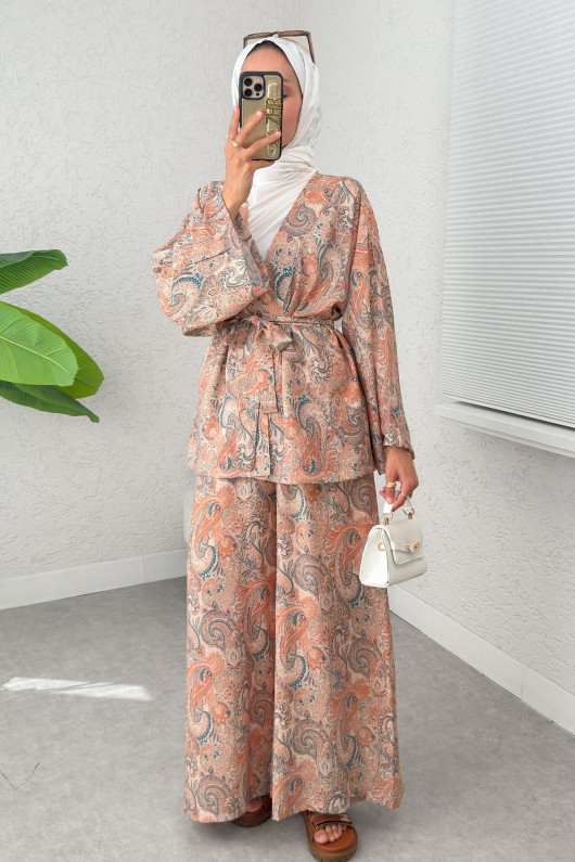 Şal Desen Kimono Takım 2395 - PUDRA