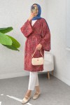 Şal Desen Uzun Kimono 2396 - BORDO