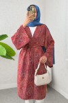 Şal Desen Uzun Kimono 2396 - BORDO