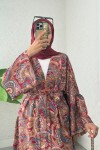 Etnik Desen Uzun Kimono 23961 - BORDO