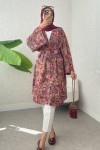 Etnik Desen Uzun Kimono 23961 - BORDO