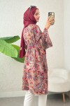Etnik Desen Uzun Kimono 23961 - BORDO