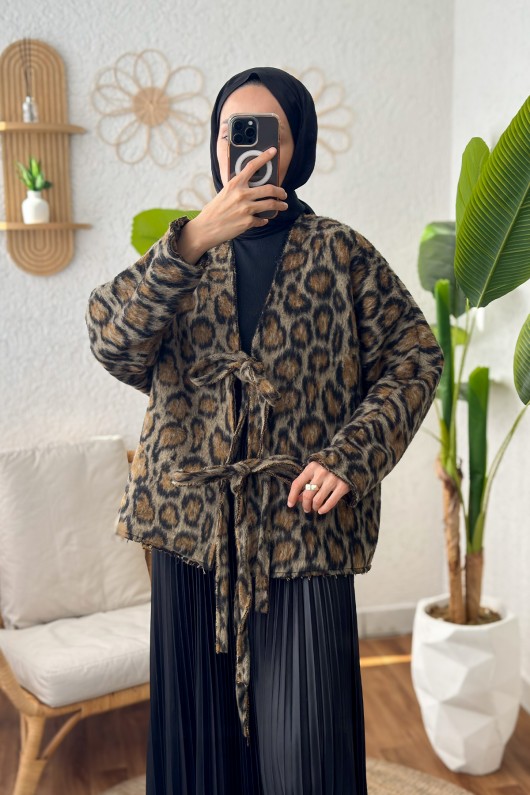 Önden Bağlamalı Ceket 24111 - LEOPAR DESEN