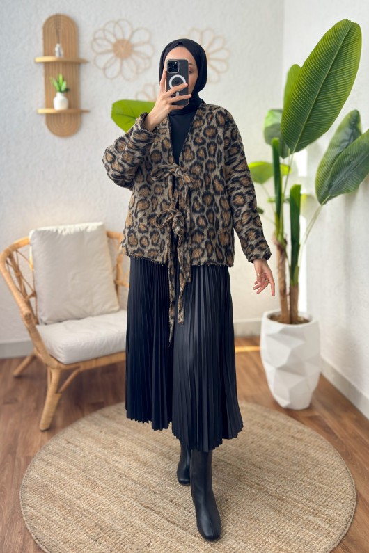 Önden Bağlamalı Ceket 24111 - LEOPAR DESEN