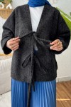Önden Bağlamalı Ceket 24111 - SİYAH