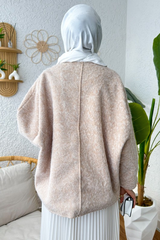 Önden Bağlamalı Ceket 24111 - TAŞ RENGİ