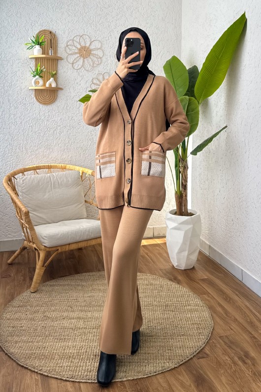 Hırkalı Triko Takım 24116 - CAMEL