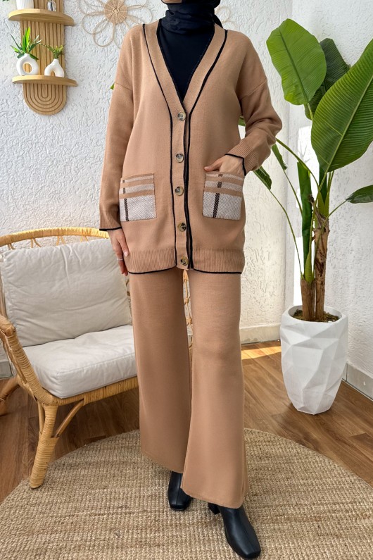 Hırkalı Triko Takım 24116 - CAMEL