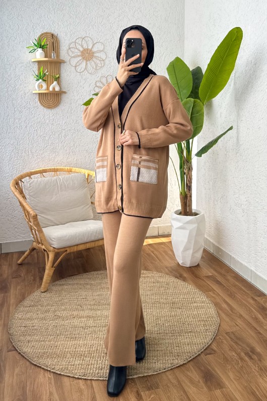 Hırkalı Triko Takım 24116 - CAMEL