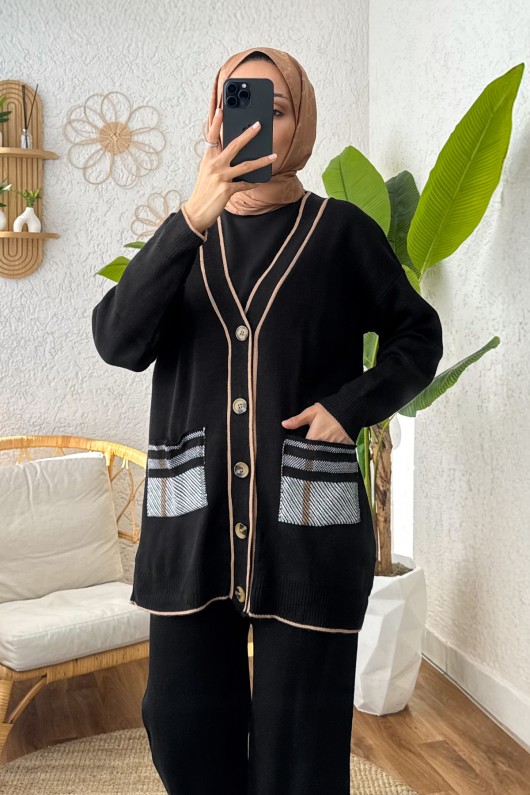 Hırkalı Triko Takım 24116 - SİYAH