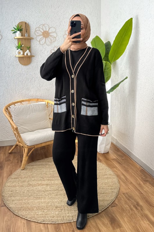 Hırkalı Triko Takım 24116 - SİYAH