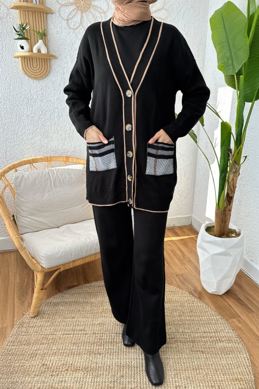 Hırkalı Triko Takım 24116 - SİYAH