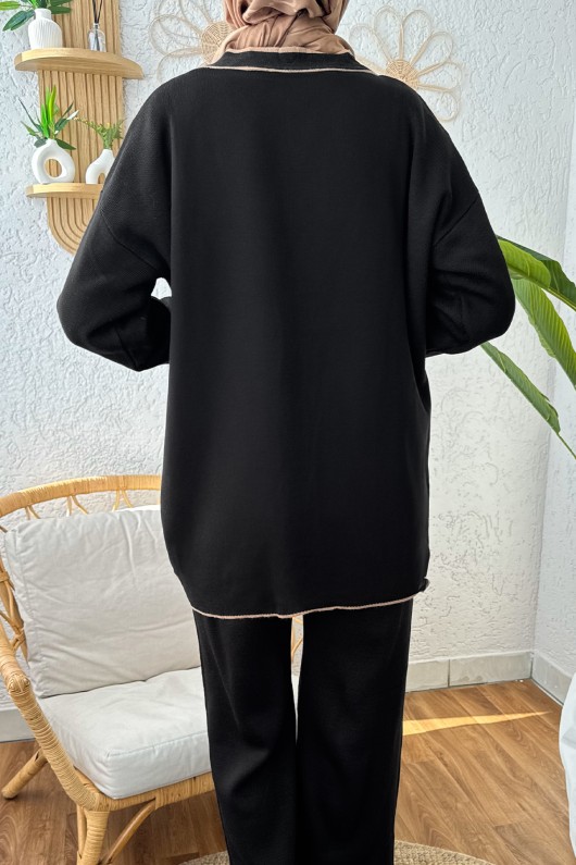 Hırkalı Triko Takım 24116 - SİYAH