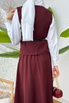 Kemerli Yelek Etek Takım 24123 - BORDO