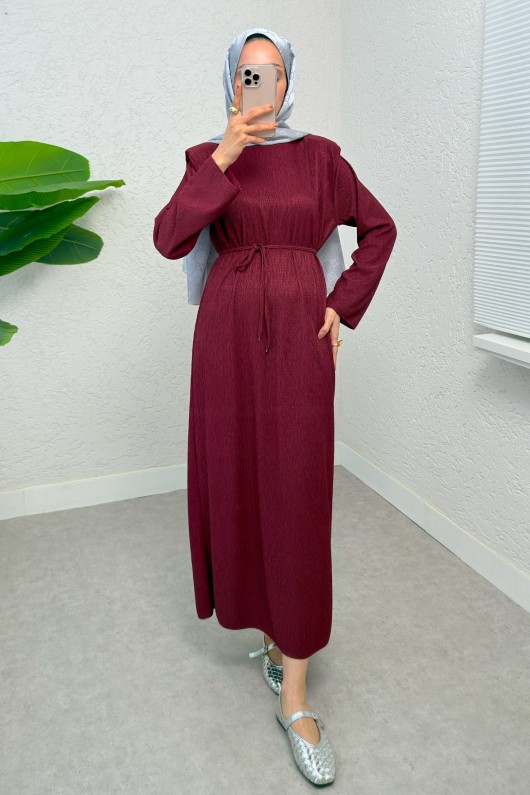 kabartma Desenli Elbise 24182 - BORDO kabartma Desenli Elbise 24182 - BORDO