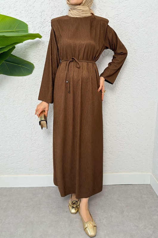 kabartma Desenli Elbise 24182 - KAHVERENGİ kabartma Desenli Elbise 24182 - KAHVERENGİ