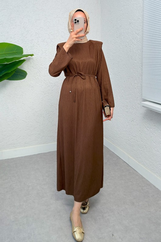 kabartma Desenli Elbise 24182 - KAHVERENGİ kabartma Desenli Elbise 24182 - KAHVERENGİ