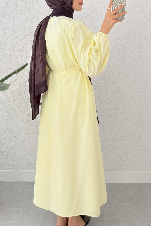 Nervürlü Salaş Elbise 2425 - SARI