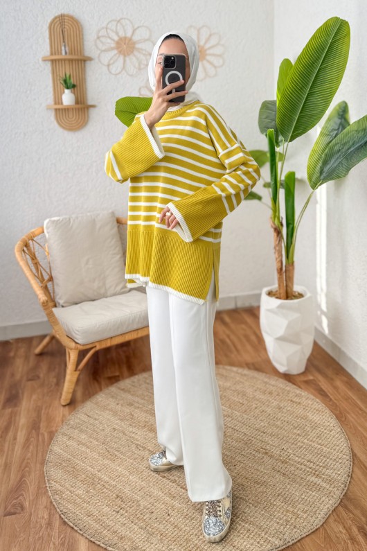 Çizgili Triko Tunik 24640 - ALTUNİ