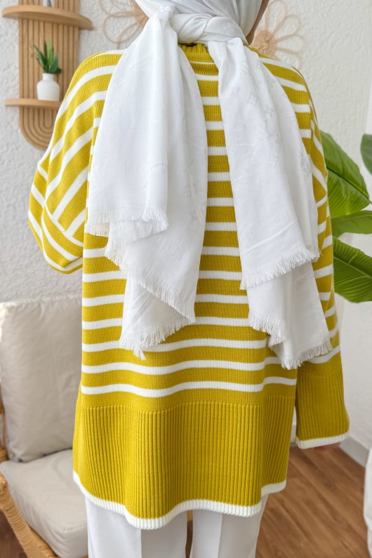 Çizgili Triko Tunik 24640 - ALTUNİ