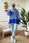 Çizgili Triko Tunik 24640 - MAVİ