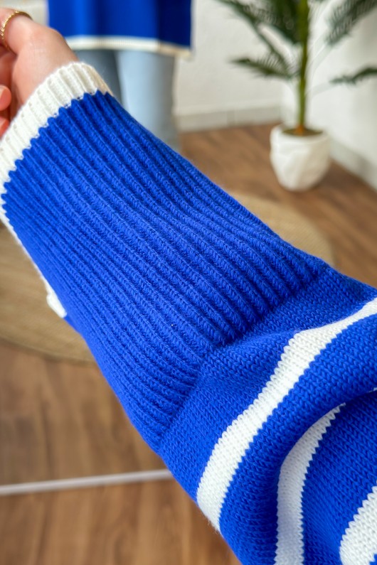 Çizgili Triko Tunik 24640 - MAVİ