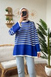 Çizgili Triko Tunik 24640 - MAVİ