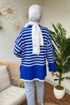 Çizgili Triko Tunik 24640 - MAVİ