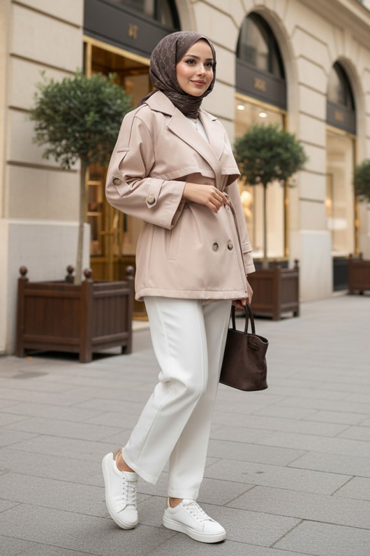 Apolet Detaylı Trençkot 25145 - BEJ Apolet Detaylı Trençkot 25145 - BEJ