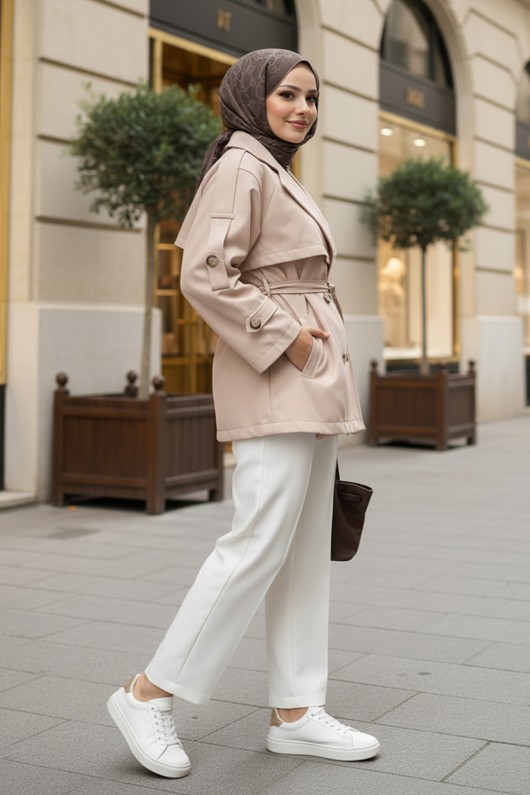 Apolet Detaylı Trençkot 25145 - BEJ Apolet Detaylı Trençkot 25145 - BEJ