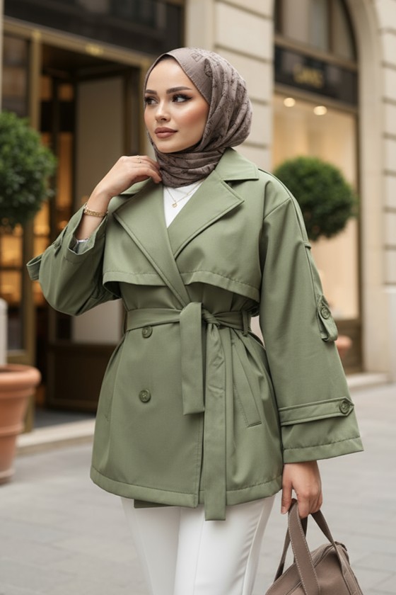 Apolet Detaylı Trençkot 25145 - HAKİ