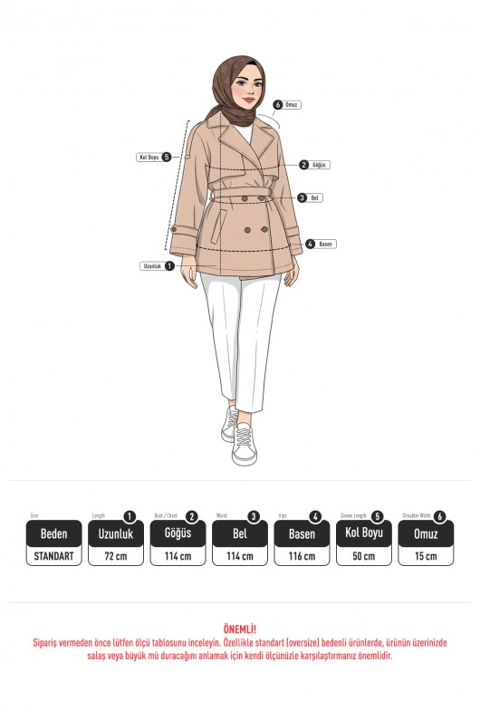 Apolet Detaylı Trençkot 25145 - BEJ Apolet Detaylı Trençkot 25145 - BEJ