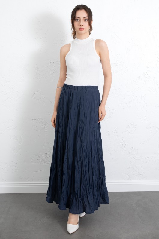 Kraş Dokulu Uzun Etek 253000 - LACİVERT