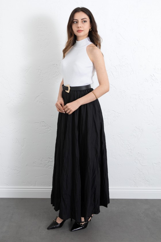 Kraş Dokulu Uzun Etek 253000 - SİYAH